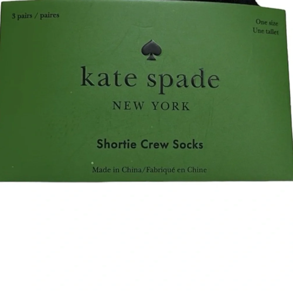 Kate Spade 3 Pairs of Crew Socks in Fun Design. New with Tags